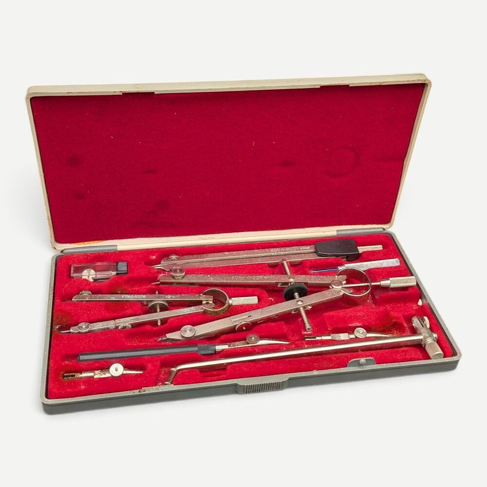 Vintage Koh-I-Noor Drafting Education Drawing Instrument Set 25-120 Germany